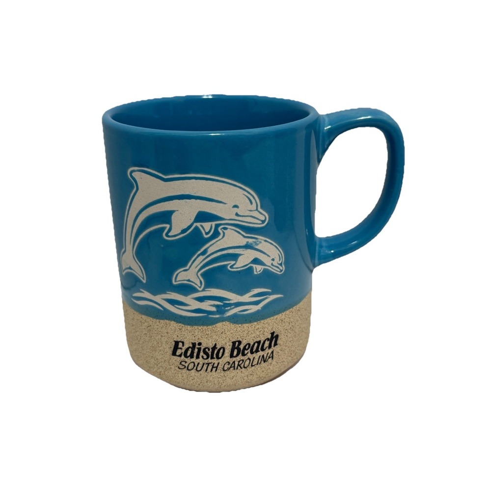 Edisto Beach 2-toned Ceramic Dolphin Souvenir 14 oz Mug